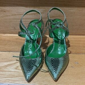 Green Snake Print Heels